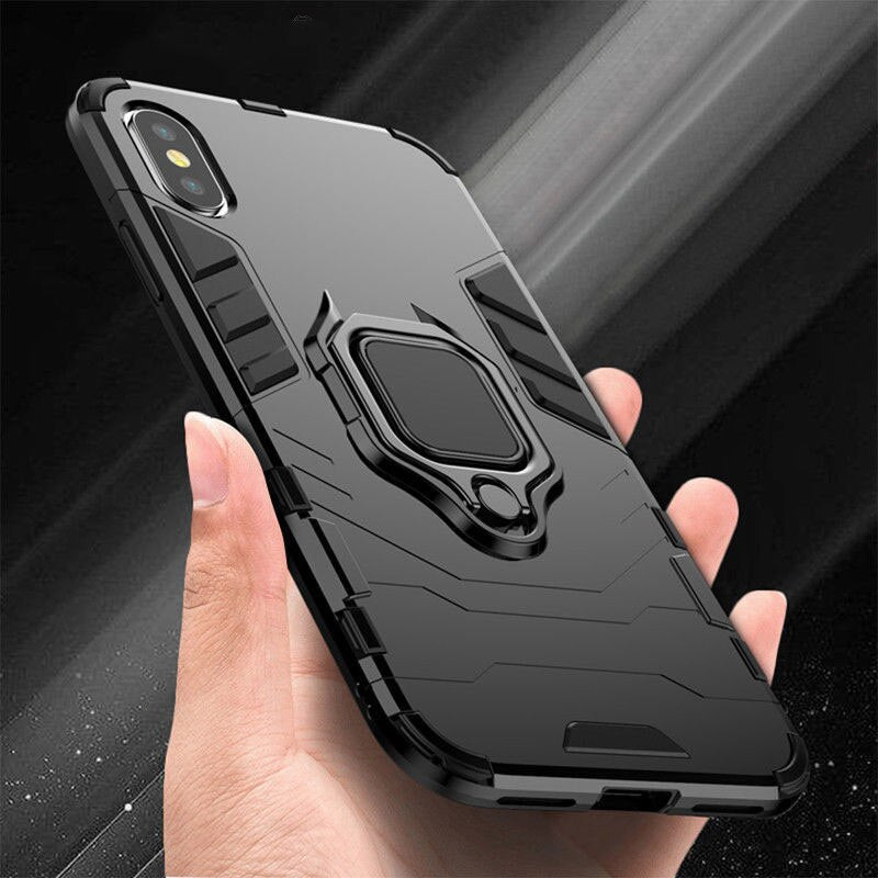 Shockproof Armor Case For iPhone 6 6S 7 8 Plus XS Case For iPhone X 5 5S Se XS Xs Max XR Finger Ring Holder Phone Cover