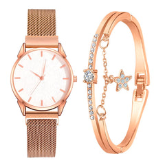 Luxury Women Watches Bracelet Set Simple Dial  Ladies Bracelet Watch Casual Mesh Quartz Wristwatch Clock Gift Relogio Feminino*M