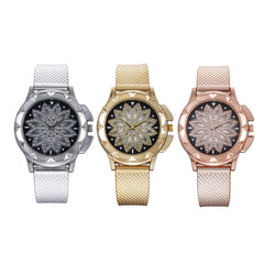 Luxury Rose Gold Women Mesh Watches Hot Fashion Flowers Elegant Ladies  Quartz Wristwatches Female Watch Clock Relogio Feminino*