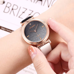 Cassic Style Women Watches Starry Sky Dial Ladies Quartz Wristwatch Rhinestone Design Leather Strap Clock Relojes Para Mujer@50