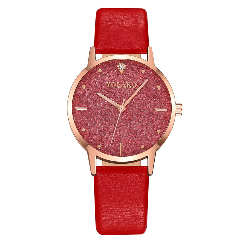 Top Brand Women Watches Scrub Dial Ladies Quartz Wristwatch Rhinestone Leather Strap Fashion Clock High Quality Kol Saati@50