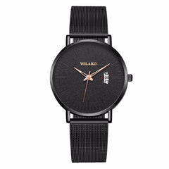 Simple Mesh Belt Men's Watch Business Male Ckock YOLAKO Fashion Calendar Quartz Watches Erkek Kol Saati Chronograph