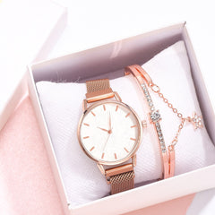 Luxury Women Watches Bracelet Set Simple Dial  Ladies Bracelet Watch Casual Mesh Quartz Wristwatch Clock Gift Relogio Feminino*M