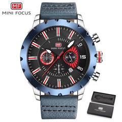 MINI FOCUS Famous Wristwatch Mens Watches Top Brand Luxury Male Clock Leather Quartz Watch Men Military Amry Relogio Masculino