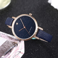 MINI FOCUS Fashion Simple Ultra Slim Dial Luxury Dress Starry Sky Watch Brand Rose Gold Watch Women Watches Leather Wristwatch
