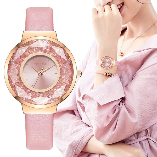 2019 Hot Watches Women Analog Luxury Glass Gemstone  Ladies Casual Clock Dress Quartz Wristwatch Leather Strap Zegarki Damskie@5