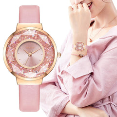 2019 Hot Watches Women Analog Luxury Glass Gemstone  Ladies Casual Clock Dress Quartz Wristwatch Leather Strap Zegarki Damskie@5