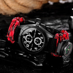 Outdoor Military Table Nylon Woven Color Rope Men's Watch Relogio Masculino Double Dial Digital Compass Dial Men Clock
