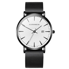 Minimalist Mens Fashion Business Watches Men Ultra Thin Stainless Steel Mesh Belt Calendar Analog Quartz Watch relogio masculino