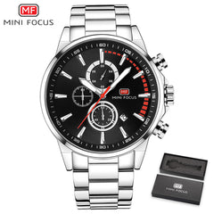 MINI FOCUS Men Watches Luxury Brand Stainless Steel Watch Mens Wristwatch Quartz Chronograph Sport Watch Men Waterproof Clock