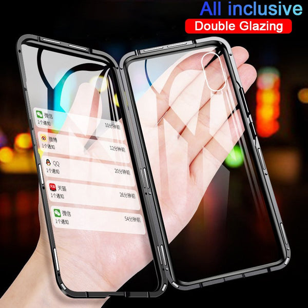360 Magnetic Metal Phone Case For iphone 7 8 6 Plus Double Side Glass For iphone X XR XS MAX 6 6S plus 9H tempered glass Cover