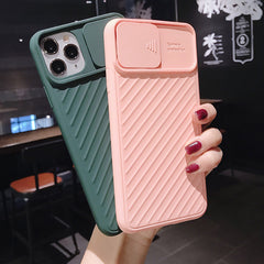 Camera protection Phone Case For iPhone 11 Pro Max XR X XS Max 7 8 6 6s Plus slide Soft Silicone Texture Shockproof Matte Cover