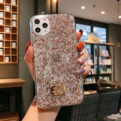 Shiny gold foil Transparent Phone Case For iPhone 11 Pro Max XR XS Max X 8 7 6S Plus Luxury silver foil soft silicone Back Cover