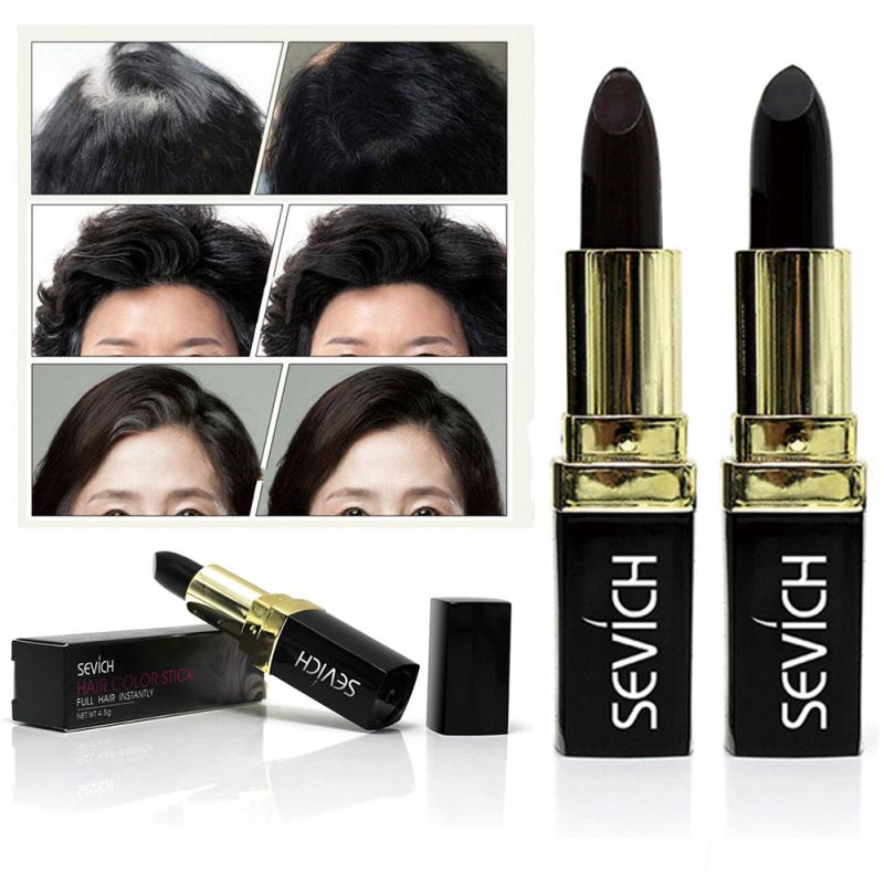 Portable Natural Plant Black/Brown Hair Dye Lipstick Shape Anti Sweat Waterproof Disposable Dye Pen Hairline Coloring Tool TSLM2