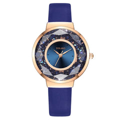 2019 Hot Watches Women Analog Luxury Glass Gemstone  Ladies Casual Clock Dress Quartz Wristwatch Leather Strap Zegarki Damskie@5