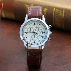 Fashion Men's Watch Leather Belt Sport Luxury Glass Quartz Hour Wristwatch Analog Watch Business Gift Clock 2020 Dropship 1 Pc@