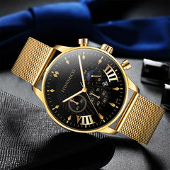 relogio masculino 2020 Fashion Mens Business Watches Men Date Calendar Clock Luxury Stainless Steel Mesh Belt Quartz Wrist Watch