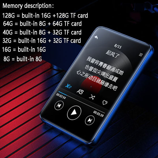 Newest Benjie X5 Bluetooth 5.0 MP3 Player Built-in Speaker Full HD 2.5inch Color Touch Screen  Lossless Music HIFI Player