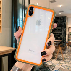 Colorful Frame Shockproof Tempered Glass Phone Case For iphone 11Pro Max XR XS Max 8 7 6 6s Plus Silicone Transparent Back Cover