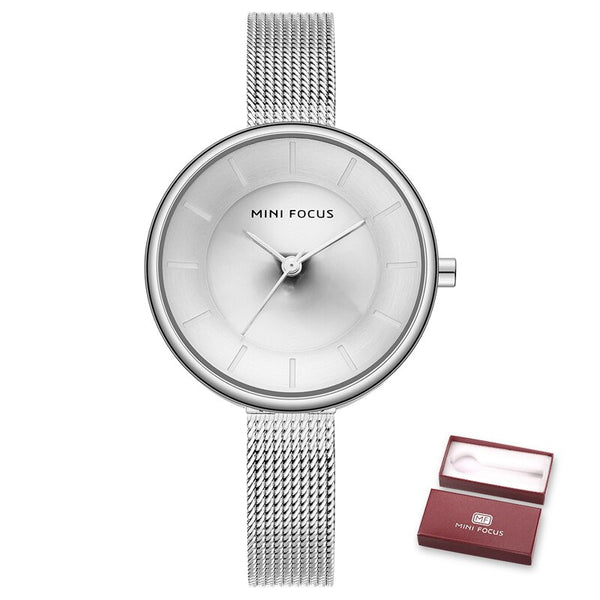 MINIFOCUS Women Watches Gold Top Brand Luxury Watches Women Fashion Watch 2019 Ladies Waterproof Stainless Steel Mesh Watch Band