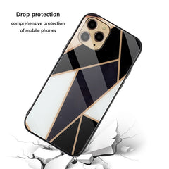 Glass  Case For iPhone 11 X XS MAX XR 6 6S 7 8 Plus Phone Cases Tempered Glass Geometric Marble Pattern Cover For iPhone XS Max