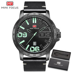 MINI FOCUS Luxury Brand Men Watches Leather Watch Strap Fashion Casual Dress Men's Wrist Watches Quartz Watch Men Waterproof