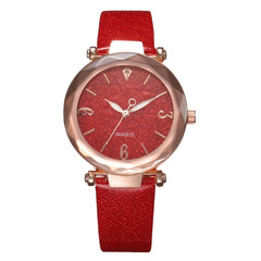 Fashion Starry Sky Watches For Women Crystal Analog Quartz Wristwatches Ladies Sports Clock Dial Leather Strap Zegarki Damskie*X