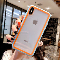 Colorful Frame Shockproof Tempered Glass Phone Case For iphone 11Pro Max XR XS Max 8 7 6 6s Plus Silicone Transparent Back Cover