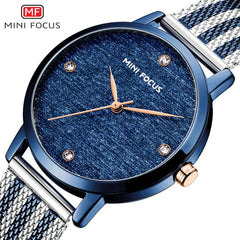 MINIFOCUS Womens Watches Top Brand Luxury Women Watch 2020 Simple Blue Watch Ladies Quartz Female Wristwatch Hand Clock Casual