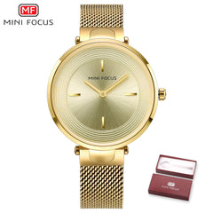 MINIFOCUS Thin Ladies Wrist Watch Women Fashion Stainless Steel Watch Strap Quartz Girls Watches Womans Clock Relogio Feminino