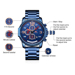 MINI FOCUS Chronograph Watch Men Sports Watches Mens 2019 Quartz Wristwatch Luxury Brand Business Stainless Steel Clock Male Hot