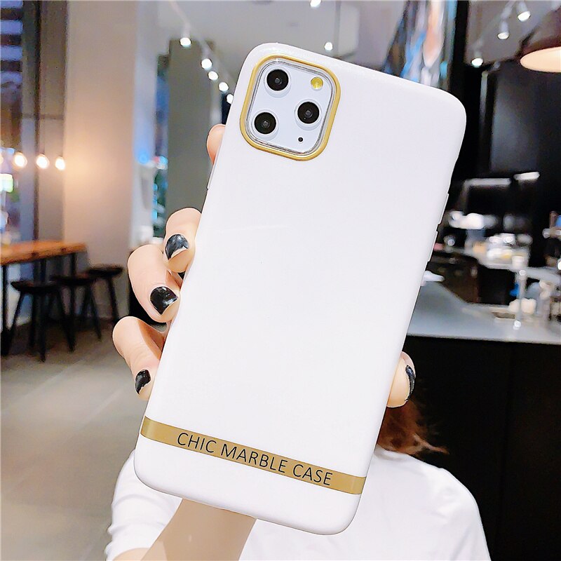 Phone Case For iPhone 11 Pro Max XR XS Max 7 8 Plus 6 6S Solid Color Electroplated Glitter Soft IMD Back Cover Coque