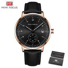 MINIFOCUS Quartz Watch Men Fashion Mens Watches Top Brand Luxury Waterproof Men Watch Leather Strap Wristwatch Relogio Masculino