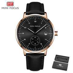 MINIFOCUS Quartz Watch Men Fashion Mens Watches Top Brand Luxury Waterproof Men Watch Leather Strap Wristwatch Relogio Masculino
