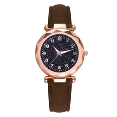 Best Selling Women Watches Irregular Starry Sky Dial Ladies Analog Quartz Wristwatch Soild Color Leather Strap Clock Kol Saati50