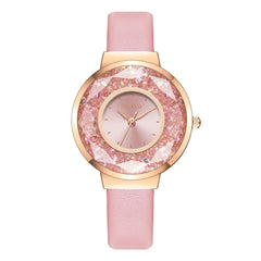 2019 Hot Watches Women Analog Luxury Glass Gemstone  Ladies Casual Clock Dress Quartz Wristwatch Leather Strap Zegarki Damskie@5