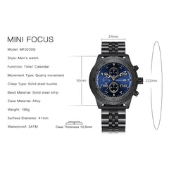MINI FOCUS Wrist Watch Men Sports Watches Mens 2019 Stainless Steel Quartz Watch Military Top Brand Luxury Chronograph Calendar