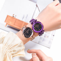 2020 Women Watches Luxury Stainless Steel Dial Strap Fashion Starry Sky Quartz Watch Magnetic Buckle Bracelet Hot Kol Saati*M