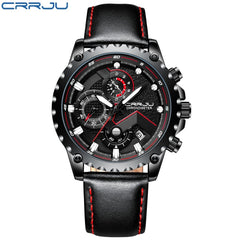CRRJU New Men's Watch Relogio Masculino Sports Clock Men Watches Top Brand Luxury Military Leather Waterproof Clock 2019