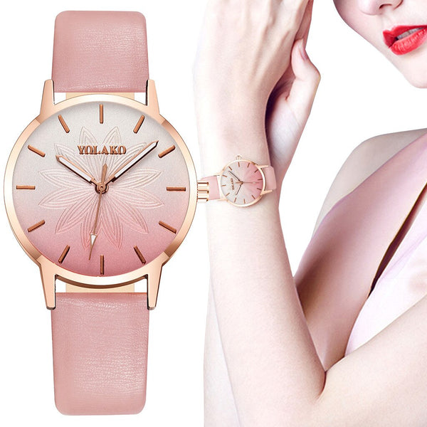 2020 Woman Watches Frosted Dial Quartz Wristwatch Luxury Ladies Dress Watches Solid Color Leather  Female Clock Relogio Feminino