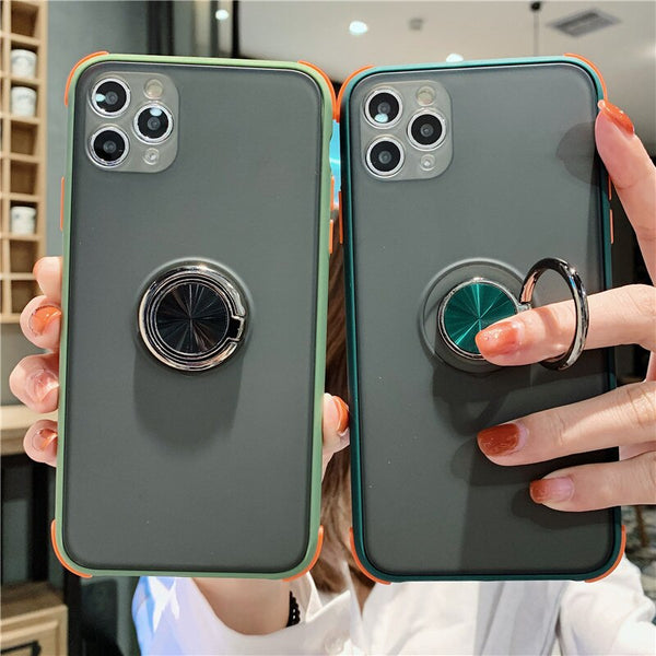 Magnetic Ring Holder Phone Case For iPhone 11 11 Pro Max XR X XS Max 6 6s 7 8 Plus Soft Silicone Matte Transparent Back Cover