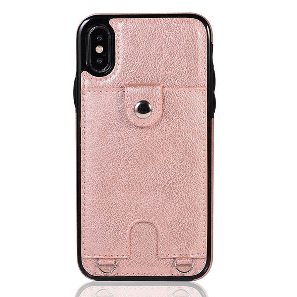 Leather Wallet Phone Case For iphone X XR XS Max 6 6s 7 8 Plus Coin Purse Card Holder Protection Phone Bag Cases With lanyard