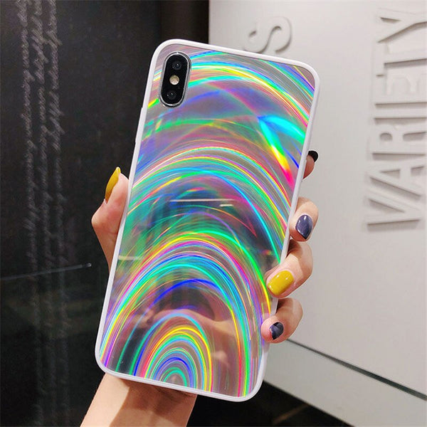 Gradient Rainbow Laser Case For iPhone 11 11 Pro Max XR XS Max X 8 7 6 6S Plus Acrylic Glossy Aurora Shells For iPhone 11 11 Pro
