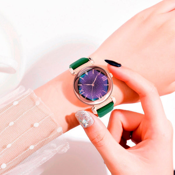 Best Selling Women Watches Fashion Leather Strap  Dial Ladies Quartz Wristwatch  Romantic Starry Sky Clock Gift Zegarki Damskie@