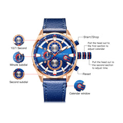 MINI FOCUS Top Brand Sport Watch For Men Luxury Casual Men Watches Fashion Leather Quartz Wrist Watch Men Waterproof Chronograph