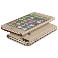 Plating Mirror Flip Case For iphone 11Pro Max XR X 8 7 6 6s Plus Cases Slim Clear Window Cover for Samsung Galaxy S8 S7 S6 A7 A5