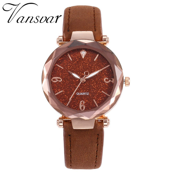 Luxury Women Watches Irregular Number Dial Ladies Starry Sky Analog Quartz Wristwatch Design Leather Clock Relogio Feminino@50
