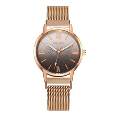 Women Watches Luxury Rose Gold Relief Dial Bracelet Magnet Mesh Band Quartz Wristwatch Ladies Female NEW Gift Clock Reloj Mujer*