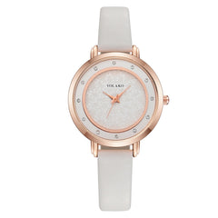 Casual Style Women Watches Dot Rhinestone Dial Ladies Analog Quartz Wristwatch Design Simple Leather Clock Gift Montre Femme@50