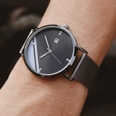 SOXY Brand Luxury Men's Watch Quartz with Rhinestone Date Simple Dial Stainless Steel Strap Male Clock Erkek Kol Saati